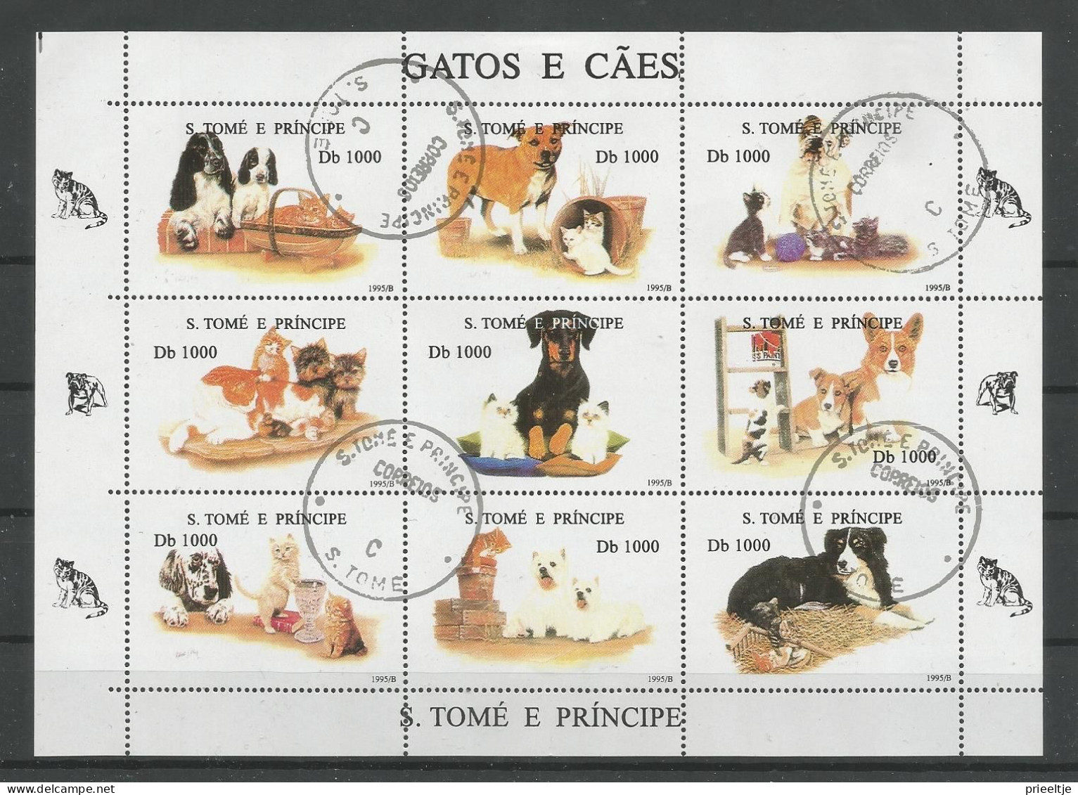 St Tome E Principe 1995 Cats & Dogs Sheet Y.T. 1264BD/BM (0) - Sao Tome And Principe