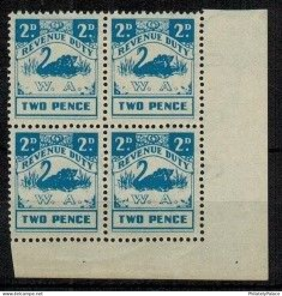 WESTERN AUSTRALIA - 1955 2d Blue  'Western Australia' REVENUE DUTY, SWAN,Bird, Block, MNH (**) RARE - Mint Stamps