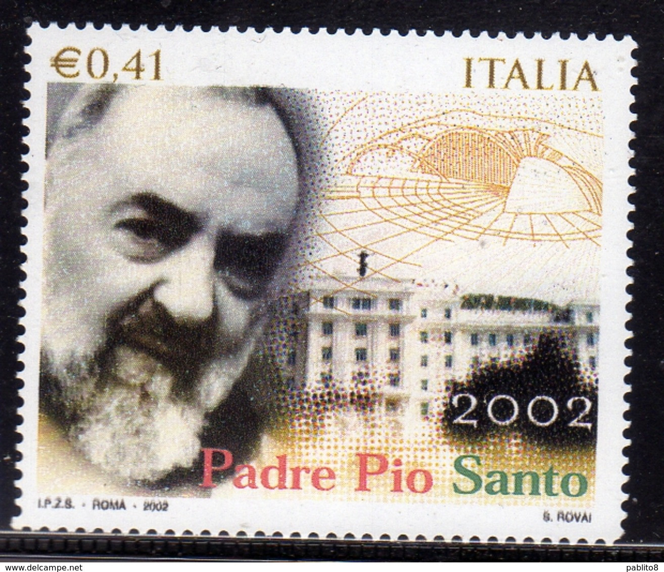 ITALIA REPUBBLICA ITALY REPUBLIC 2002 CANONIZZAZIONE PADRE PIO DA PIETRELCINA SANTO € 0,41 MNH - 2001-10: Mint/hinged