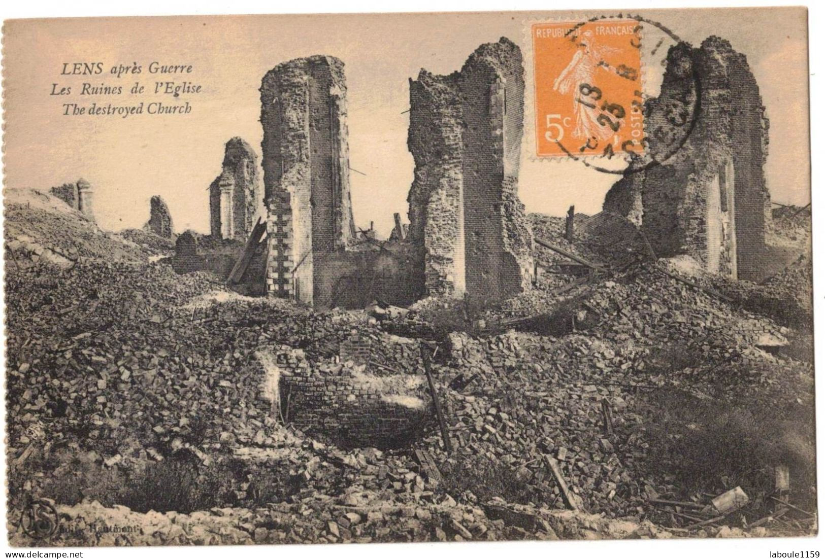 MILITARIA 62 PAS DE CALAIS LENS APRES LES BOMBARDEMENTS DE LA GUERRE 14/18 : RUINES DE L'EGLISE THE DESTROYED CHURCH - Guerra 1914-18