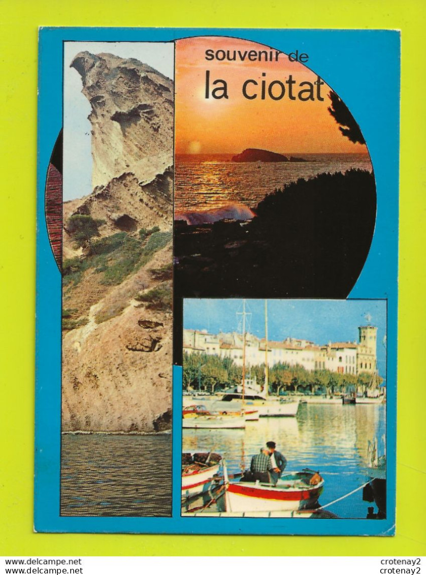 13 LA CIOTAT Souvenir En 3 Vues N°36 Coucher De Soleil Barque Pêcheurs VOIR DOS Et Flamme En 1981 - La Ciotat