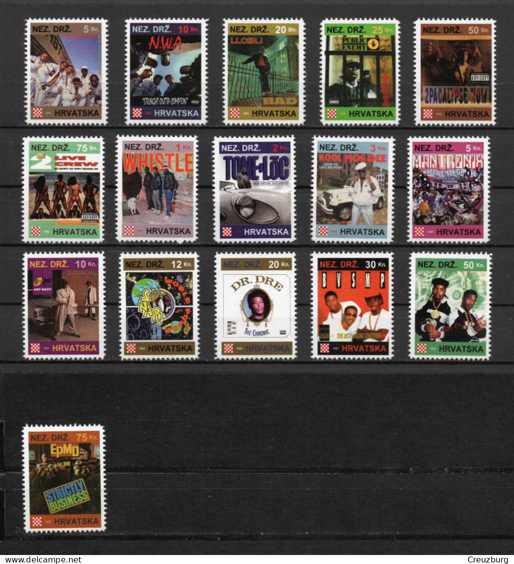 Public Enemy - Briefmarken Set Aus Kroatien, 16 Marken, 1993. Unabhängiger Staat Kroatien, NDH. - Croatia