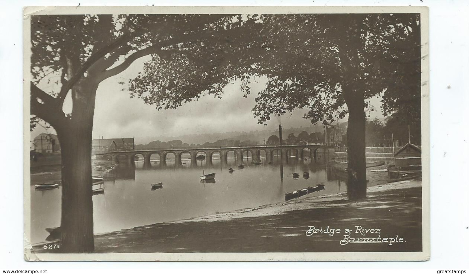 Postcard Devon Barnstaple Rp Bridge And River Posted 1927 Rp - Andere & Zonder Classificatie