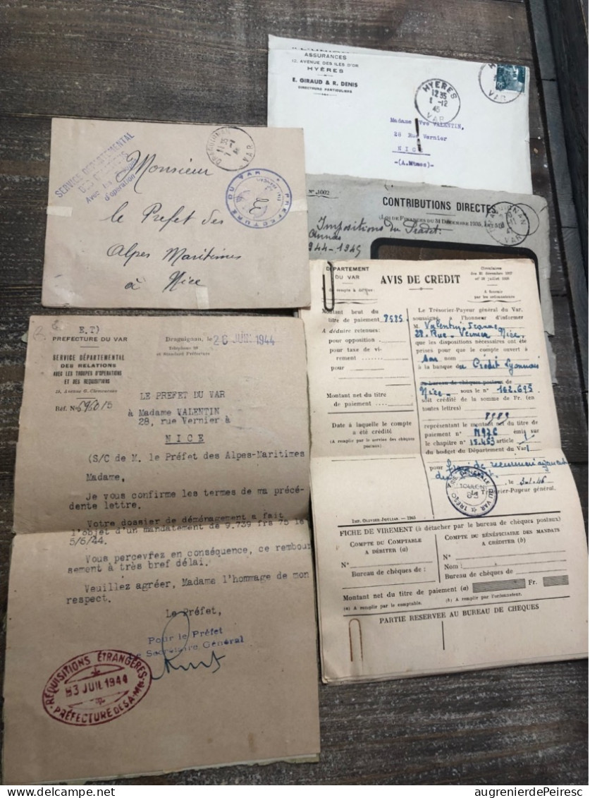 Papiers De Réquisitions D’une Villa Au Pradet 1943-45 Le Pradet (Var) Avec Tampon État Français Et Allemand - 1939-45