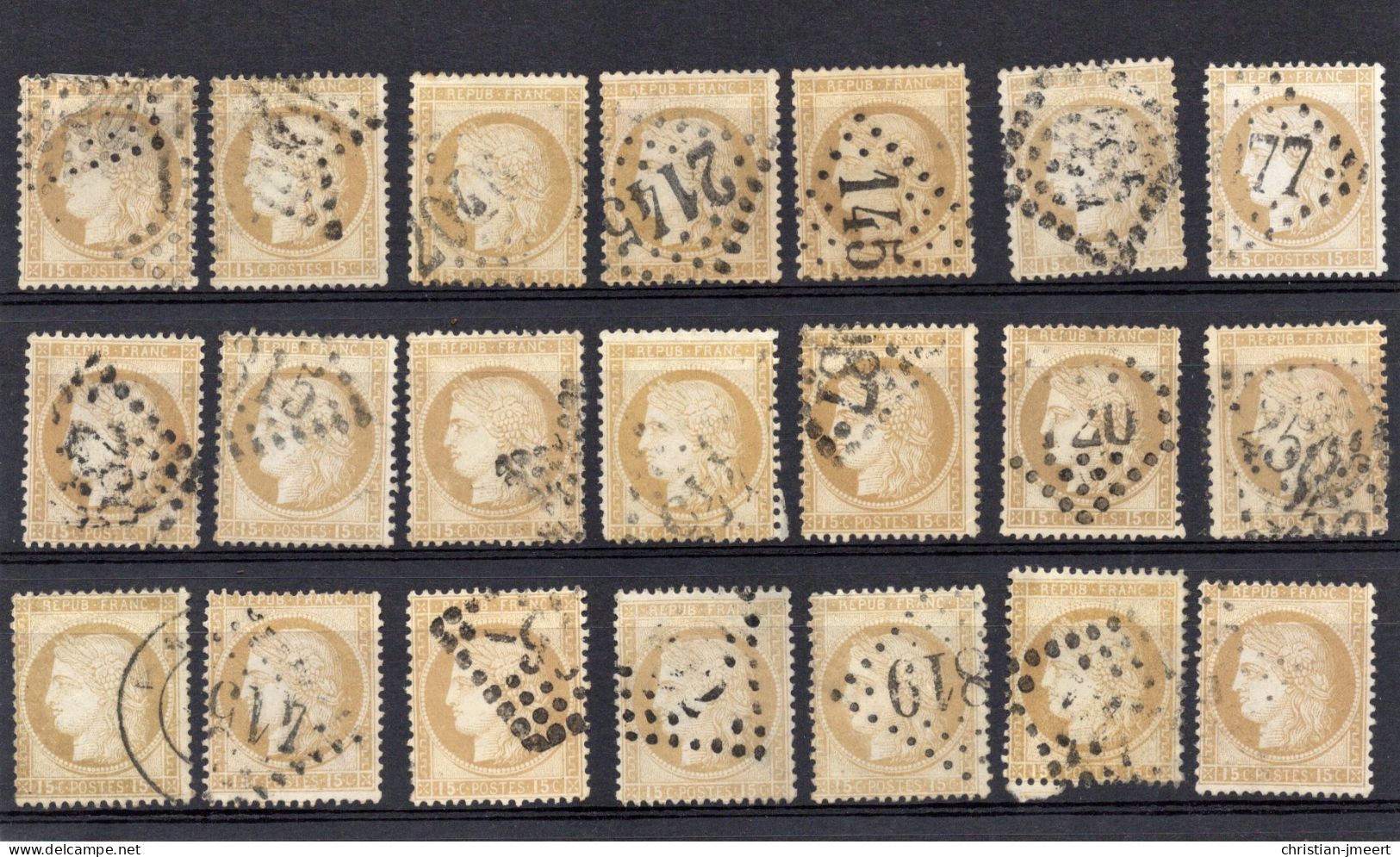 France Type Cérès  21 Timbres Pour Recherches - 1871-1875 Cérès