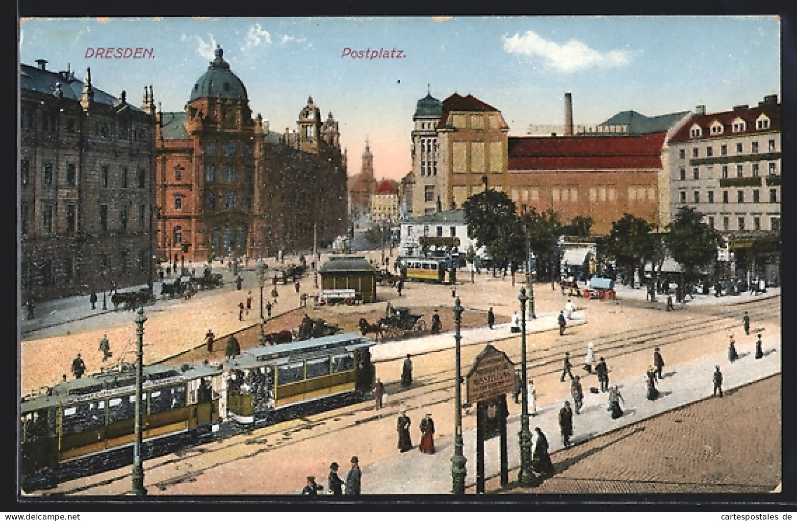 AK Dresden, Strassenbahn Am Postplatz  - Strassenbahnen