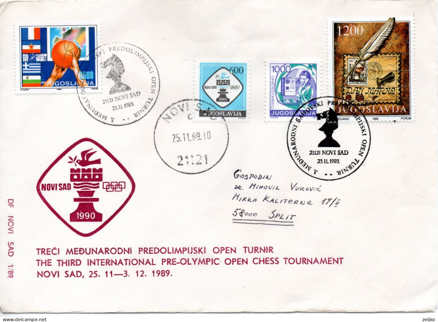 Yugoslavia, Chess, 3rd International Pre-Olympic Open Tournament Novi Sad 1989 - Echecs