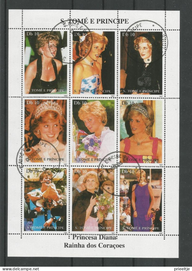 St Tome E Principe 1997 Princess Diana Sheet Y.T. 1265/1273(0) - Sao Tome And Principe