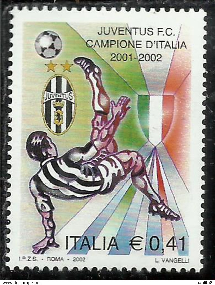 ITALIA REPUBBLIC ITALY REPUBLIC 2002 LO SCUDETTO ALLA JUVENTUS CAMPIONE DI CALCIO CAMPIONE €0,41 MNH - 2001-10: Mint/hinged