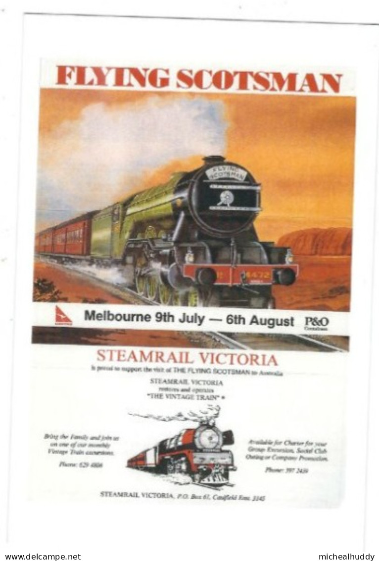 RAIL POSTER UK ON POSTCARD  FLYING SCOTSMAN  CARD NO 1056391 - Equipment