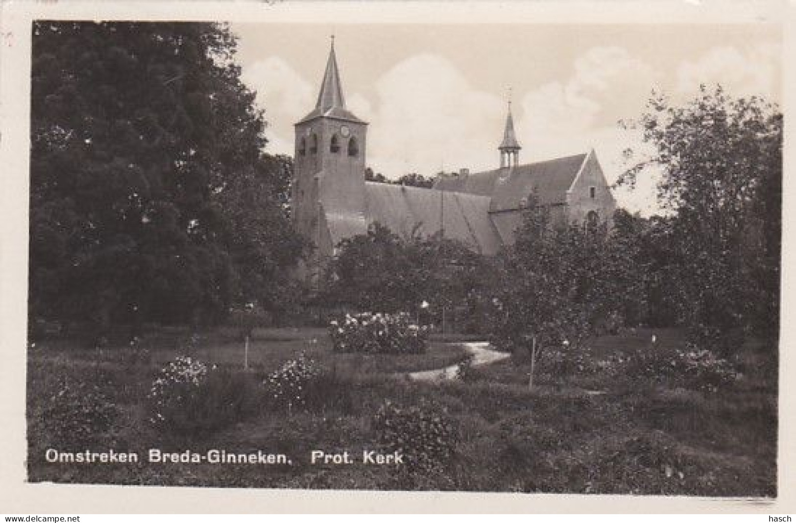 4850a212Omstreken Breda – Ginneken, Prot. Kerk. (FOTOKAART) N  - Breda