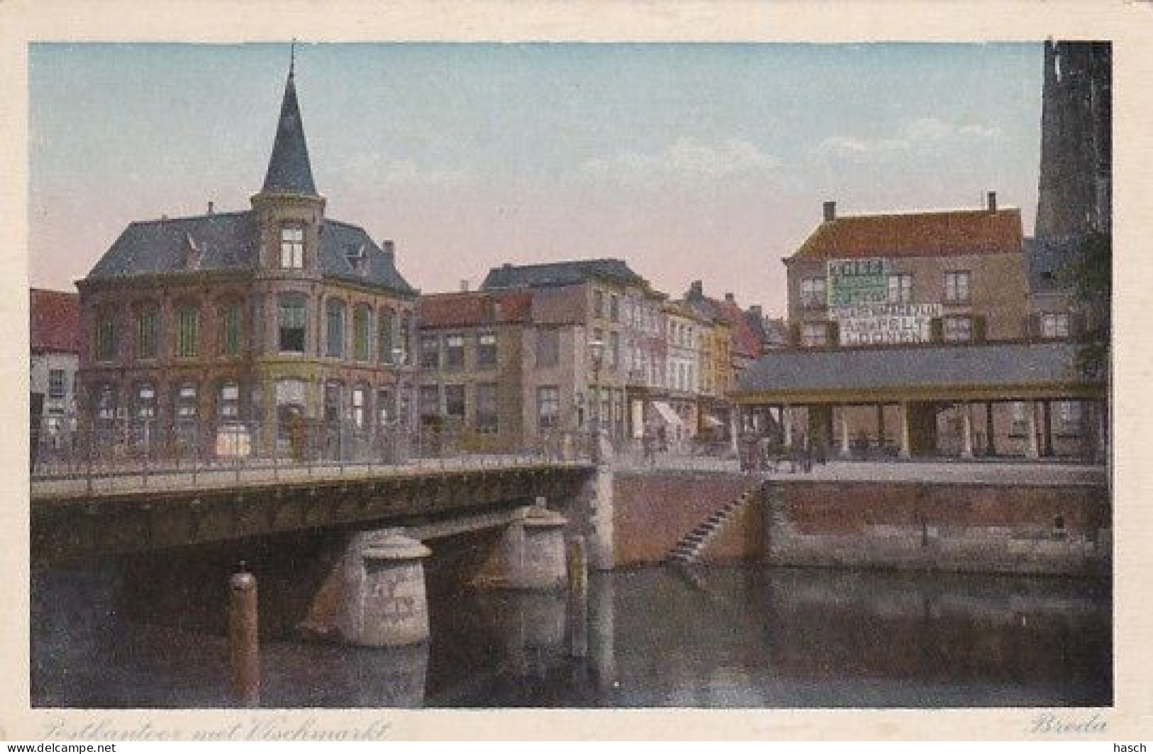 4850137Breda, Postkantoor Met Vischmarkt. 1930 (Kleine Vouwen In De Hoeken)  - Breda
