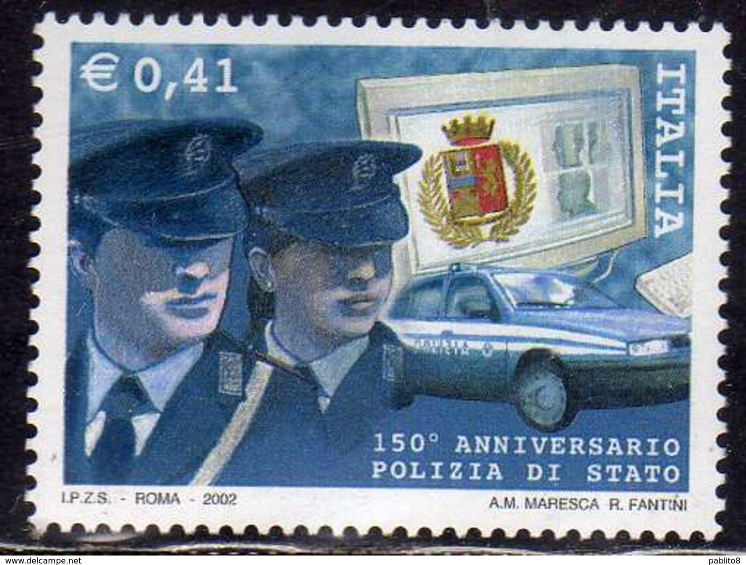 ITALIA REPUBBLICA ITALY REPUBLIC 2002 LE ISTITUZIONI LA POLIZIA DI STATO POLICE € 0,41 MNH - 2001-10: Mint/hinged