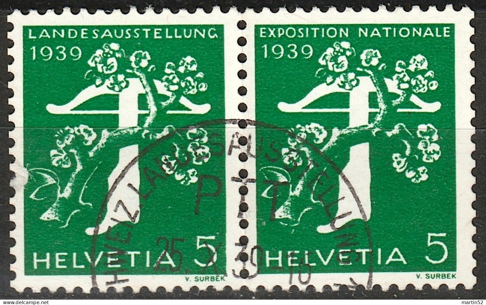 Schweiz Suisse 1939: Rollenpaar-ZDR / Se-tenant Rouleaux / Coil-pair Zu Z25f Mi W11 ⊙ ZÜRICH PTT 25.X.39 (Zu CHF 16.00) - Zusammendrucke