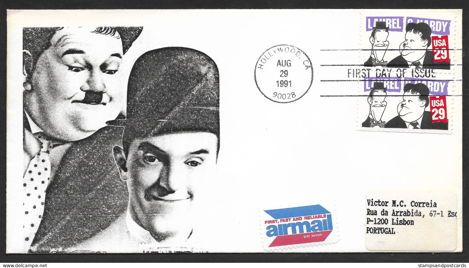 Etats Unis Cachet Commémoratif Laurel And Hardy Cinema 1991 Event Postmark United States US Movies - Cinema