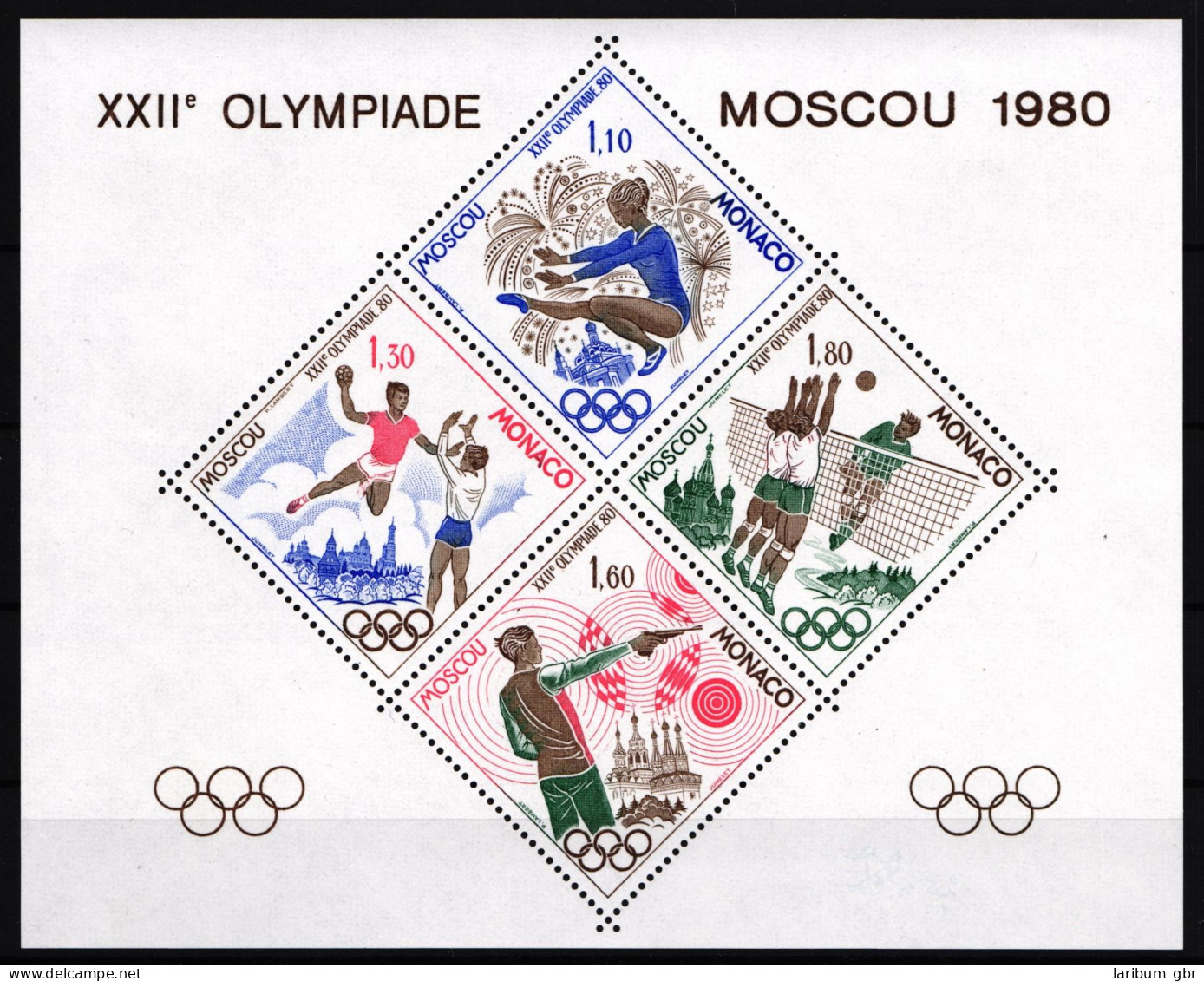 Monaco 1415-1418 Postfrisch Als Sonderblock, Olympia 1980 Moskau #HR336 - Autres & Non Classés
