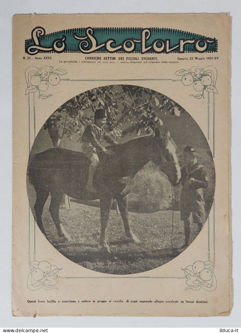 61694 Quotidiano - Lo Scolaro N. 21 A. XXVI - 23/5/1937 - Esercitazioni Balilla - Sonstige & Ohne Zuordnung