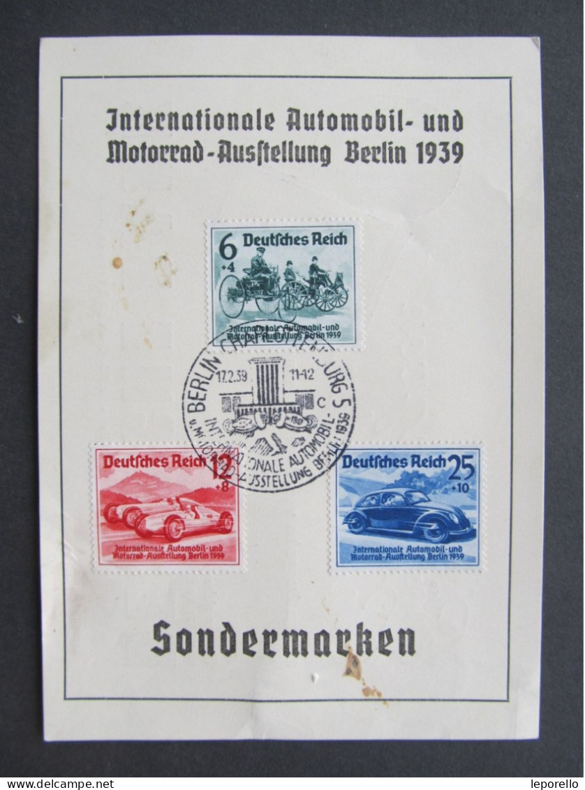 GENDENKBLATT Deutsches Reich Automobil Ausstellung 1939  // P9368 - Briefe U. Dokumente