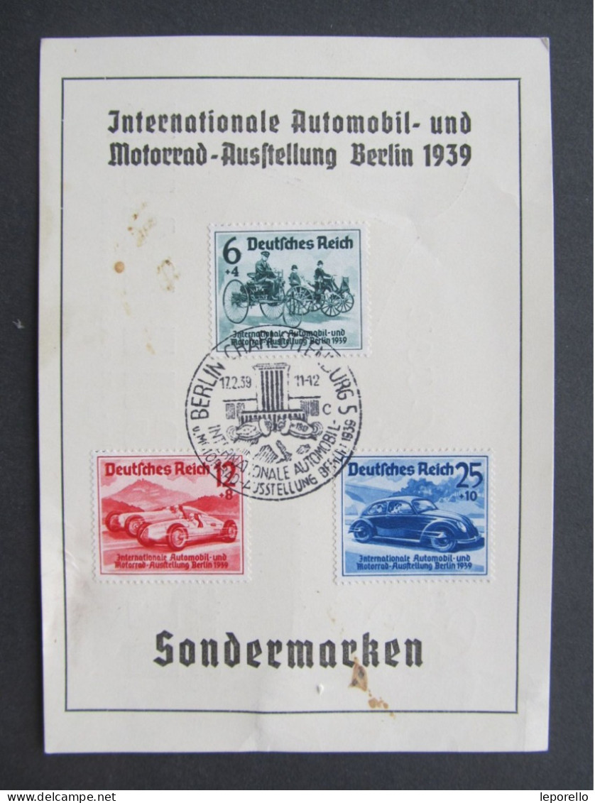 GENDENKBLATT Deutsches Reich Automobil Ausstellung 1939  // P9368 - Covers & Documents