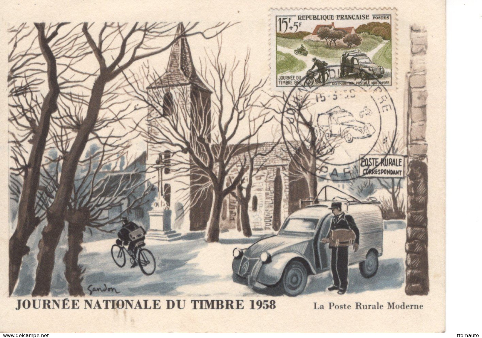 Journée Du Timbre 1958 - Citroen 2CV Fourgonnet - France Carte Maximum FDC - Prémier Jour - Cars