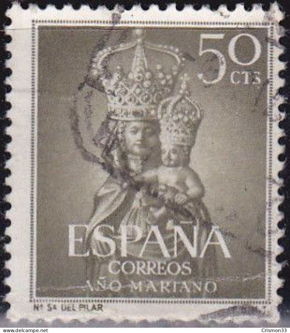 1954 - ESPAÑA - AÑO MARIANO - NTRA SRA DEL PILAR ZARAGOZA - EDIFIL 1136 - Oblitérés