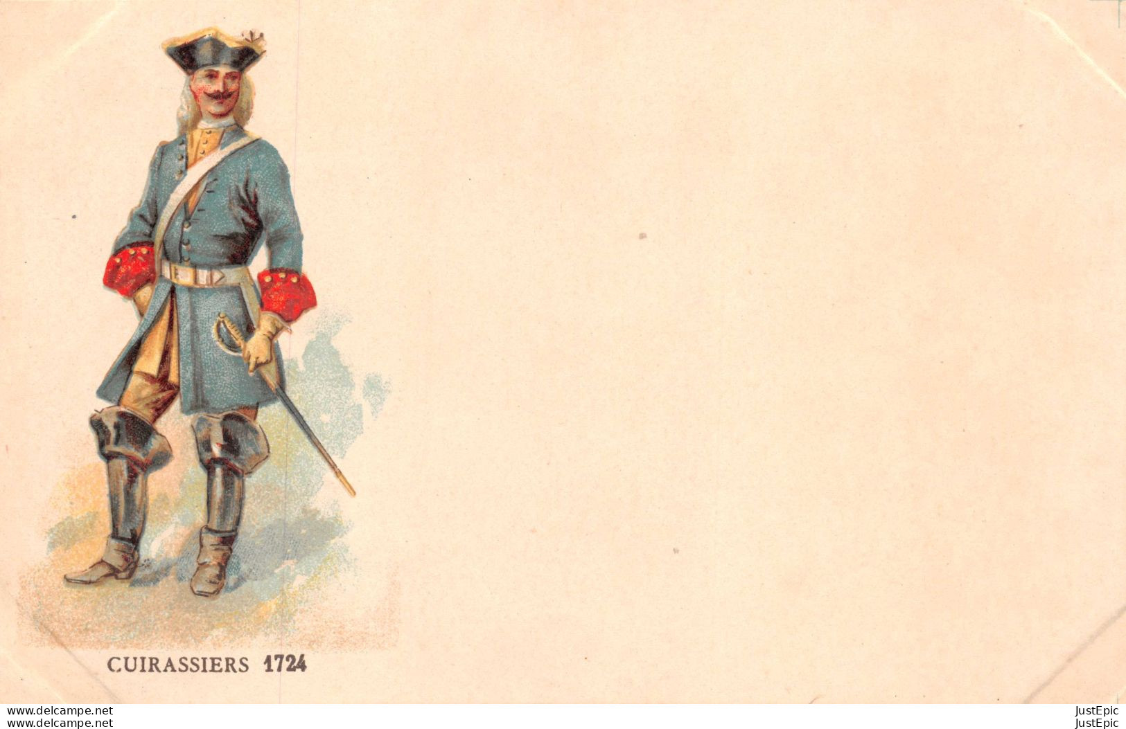 MILITARIA - UNIFORME - CUIRASSIERS 1724   - Chromolithographie - Carte Précurseur - Régiments