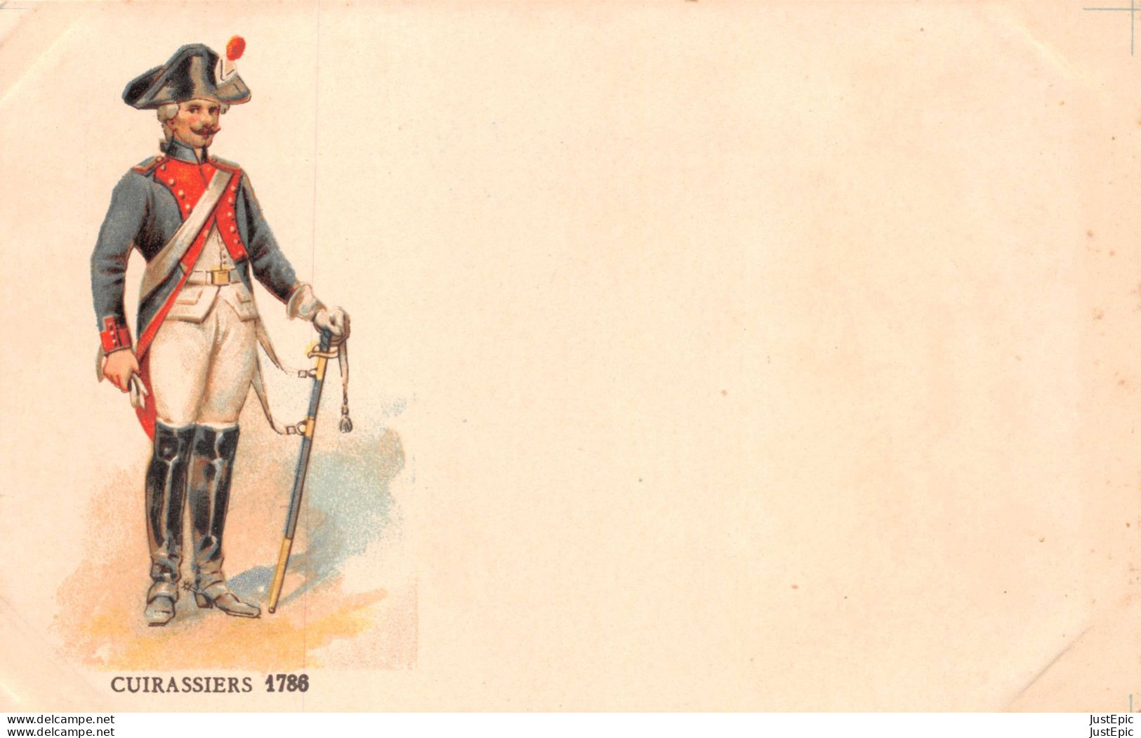 MILITARIA - UNIFORME - CUIRASSIERS 1786   - Chromolithographie - Carte Précurseur - Régiments