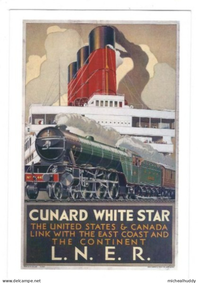 RAIL POSTER UK ON POSTCARD CUNARD WHITE STAR   CARD NO 10171327 - Equipment