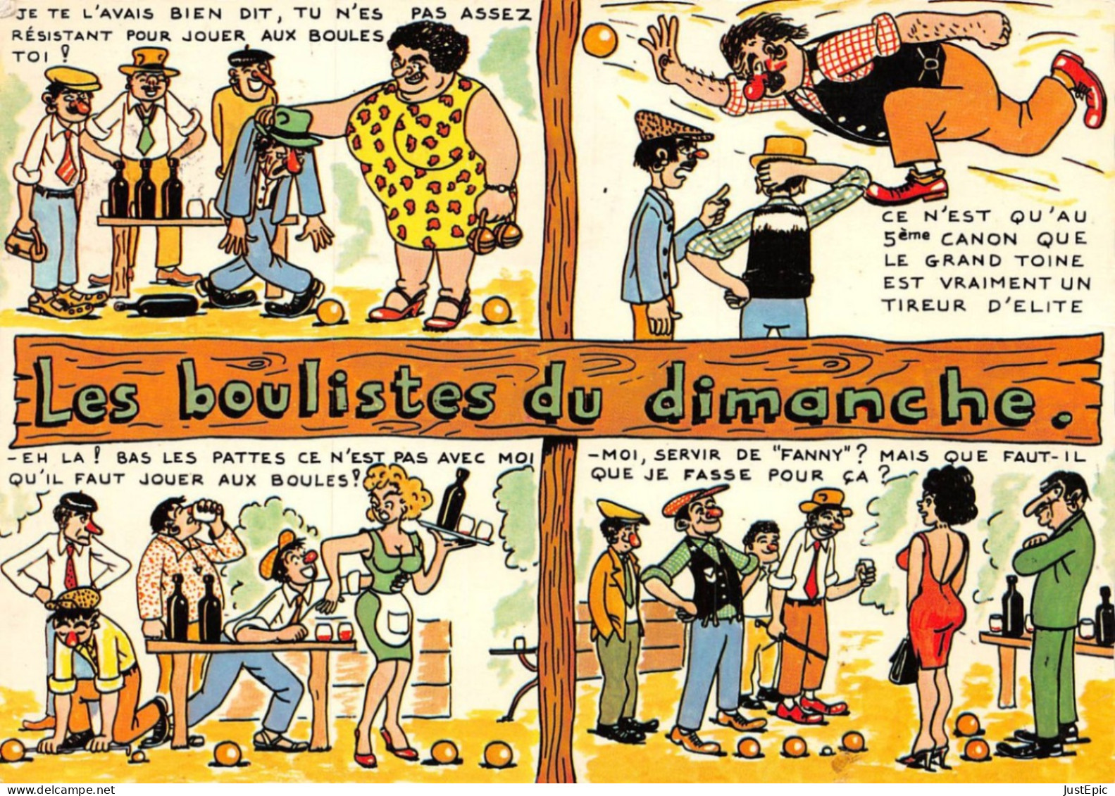 PETANQUE - Les Boulistes Du Dimanche - 4 Scènes Humoristiques Cpsm GF 1970 - Humour