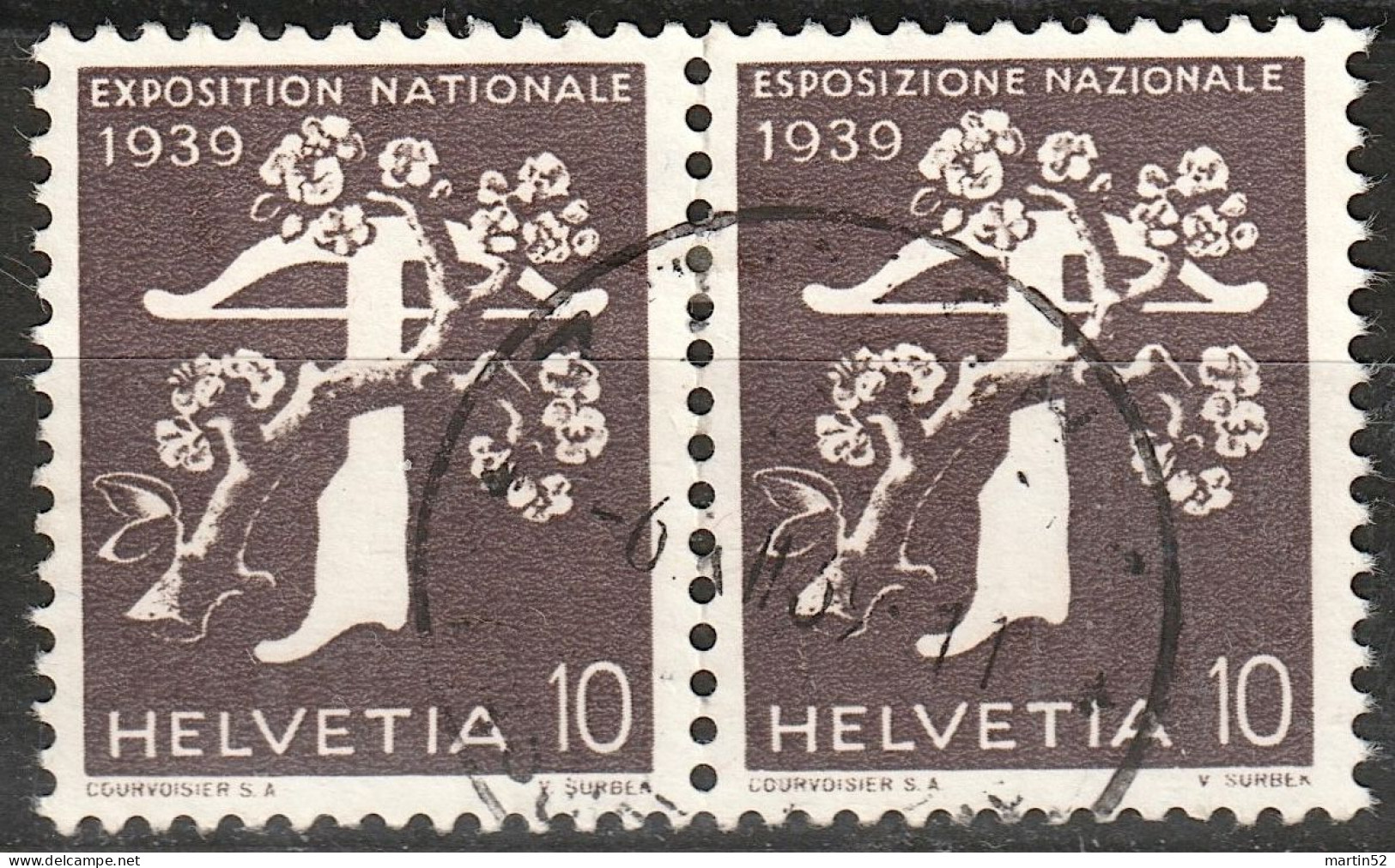 Schweiz Suisse 1939: Rollenpaar-ZDR / Se-tenant Rouleaux / Coil-pair Zu Z26e Mi W15 ⊙ ZÜRICH 6.XII.39 (Zu CHF 21.50) - Se-Tenant