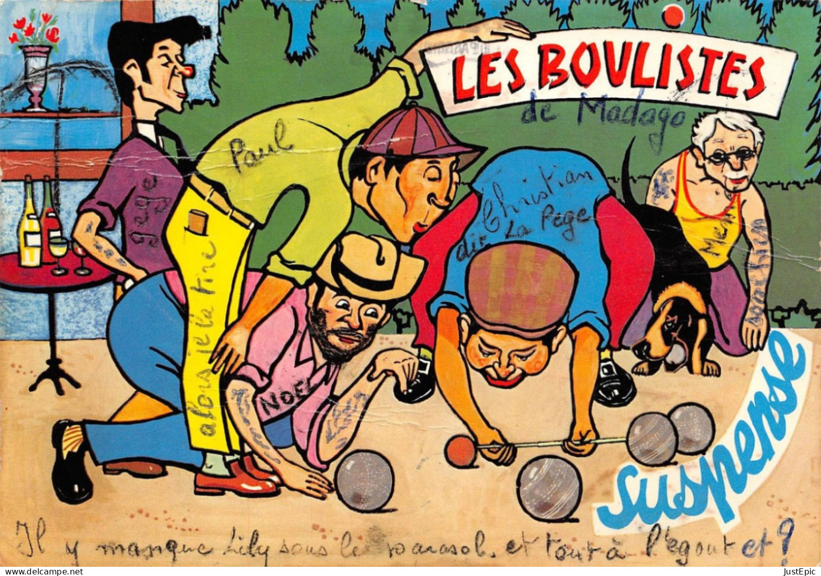 PÉTANQUE - Série  LES BOULISTES - SUSPENSE Cpsm # Humour # Boules # - Humour