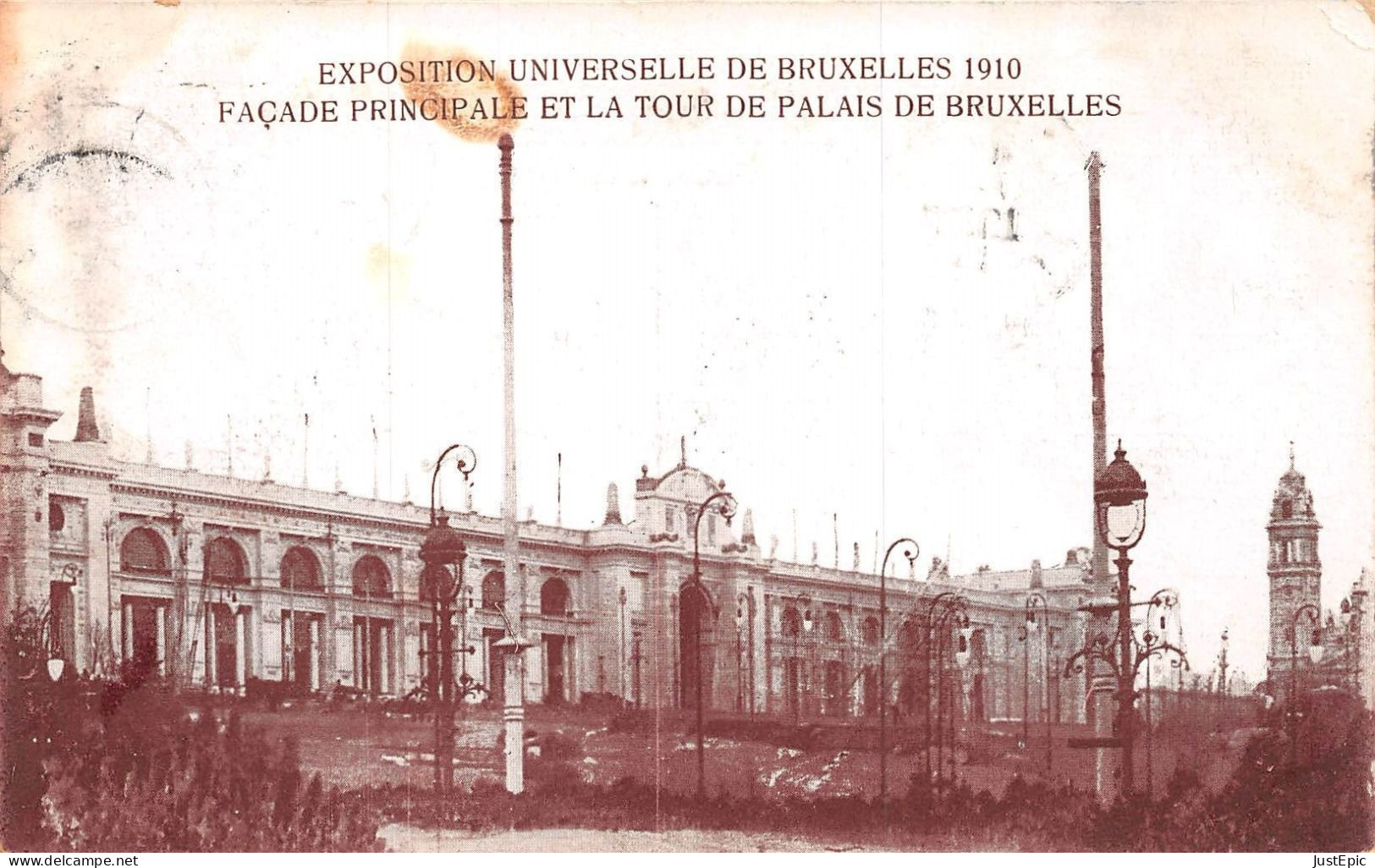 Exposition Universelle 1910 - FAÇADE PRINCIPALE DE LA TOUR DU PALAIS DE BRUXELLES Cpa - Expositions Universelles