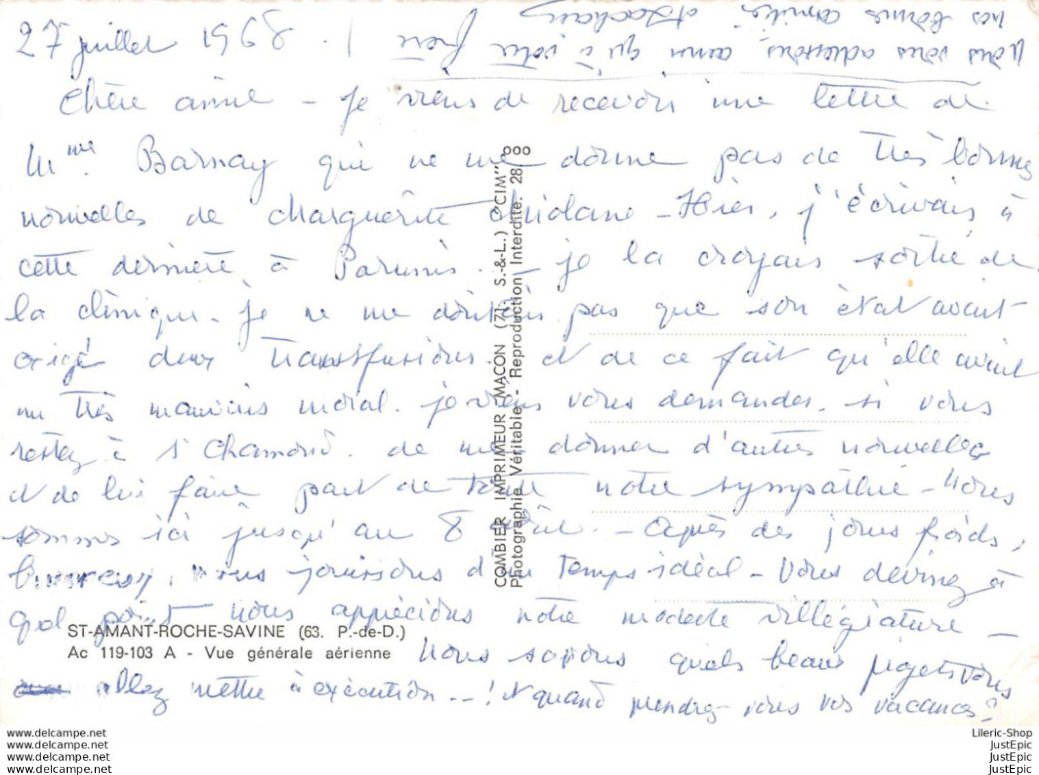 [63] Puy-de-Dôme >ST AMAND - ROCHE - SAVINE : Vue Générale Aérienne CPSM GF 1968 - Autres & Non Classés
