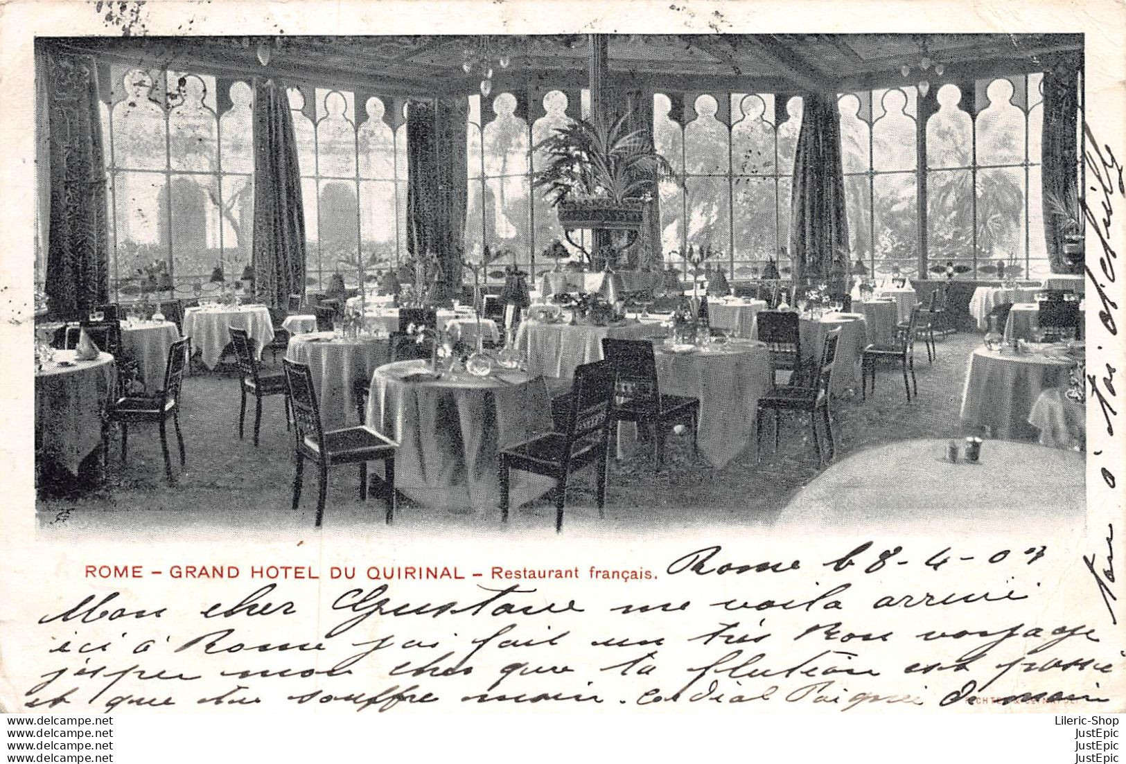 Cartolina: ROMA - GRAND HOTEL DU QUIRINAL - Anno 1903 - NON COMUNE- RESTAURANT FRANÇAIS - Autres & Non Classés