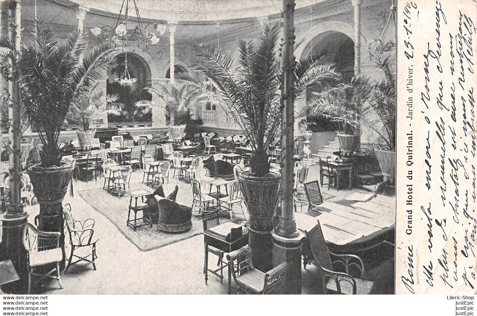 Cartolina: ROMA - GRAND HOTEL DU QUIRINAL - Anno 1906 -  JARDIN D'HIVER - Andere & Zonder Classificatie