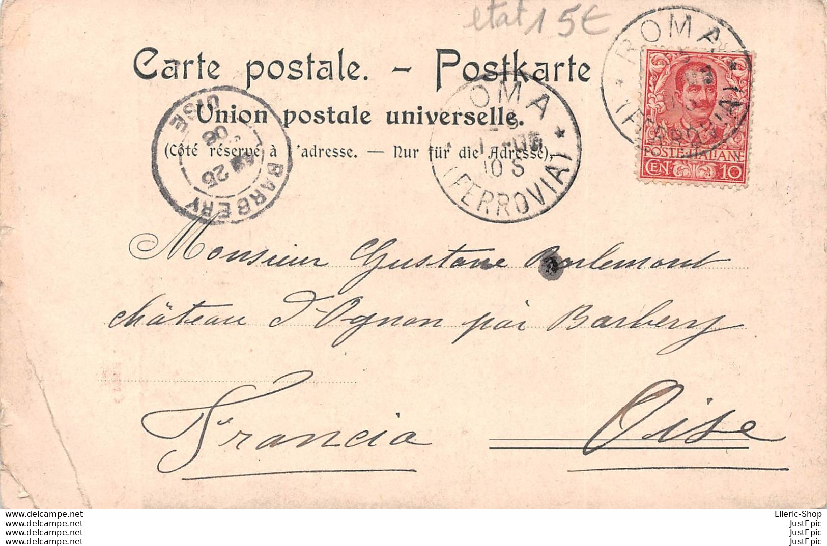 Cartolina: ROMA - GRAND HOTEL DU QUIRINAL - Anno 1906 -  JARDIN D'HIVER - Other & Unclassified