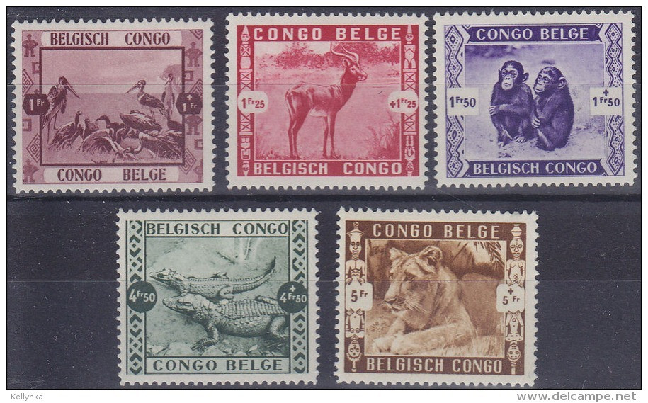 Congo Belge - 209/213 - Zoo Léopoldville - Animaux - 1939 - MH - Neufs