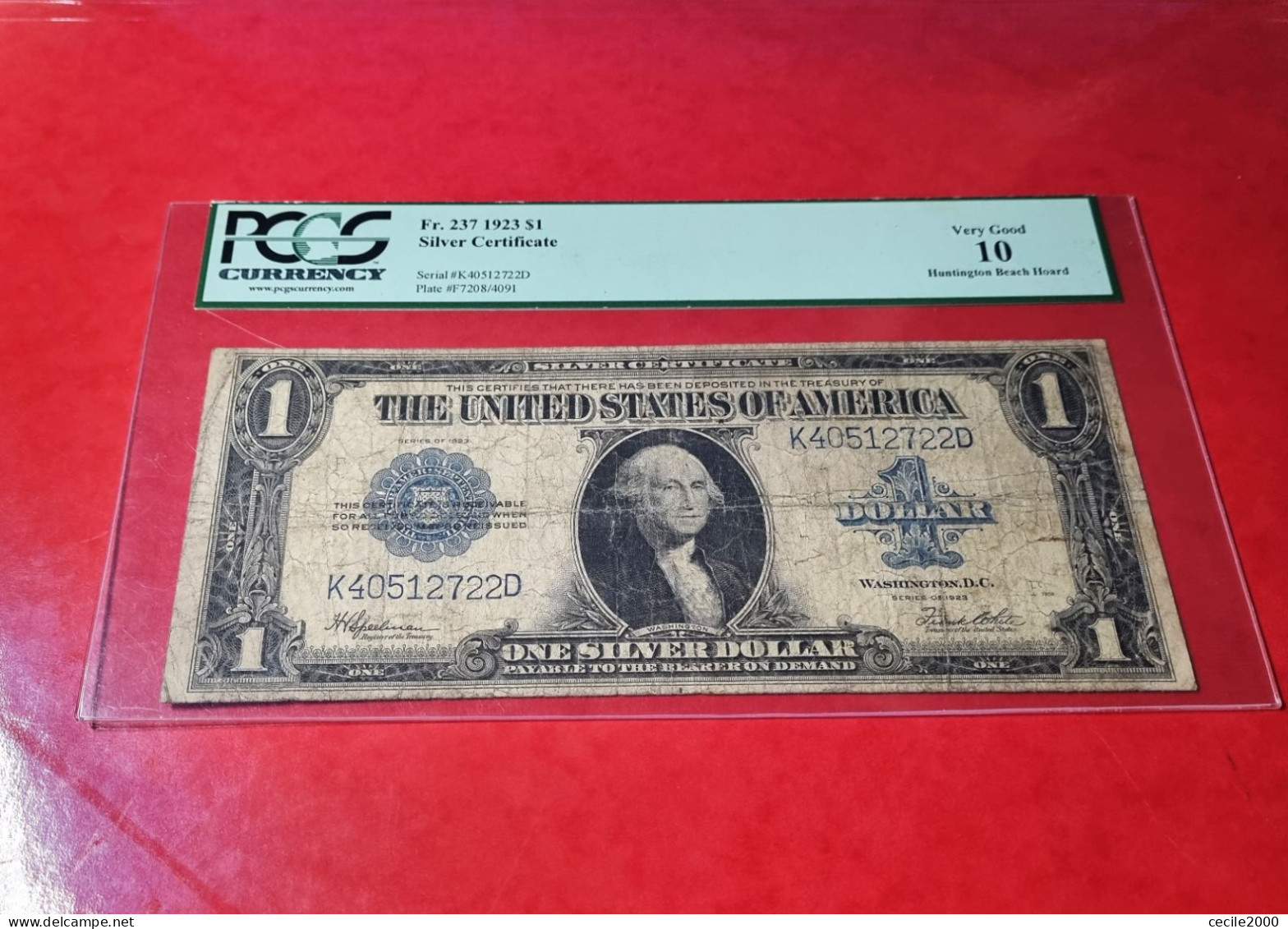 1923 USA $1 DOLLAR UNITED STATES BANKNOTE PCGS 10  BILLETE ESTADOS UNIDOS *COMPRAS MULTIPLES CONSULTAR - Certificaten Van Zilver (1878-1923)