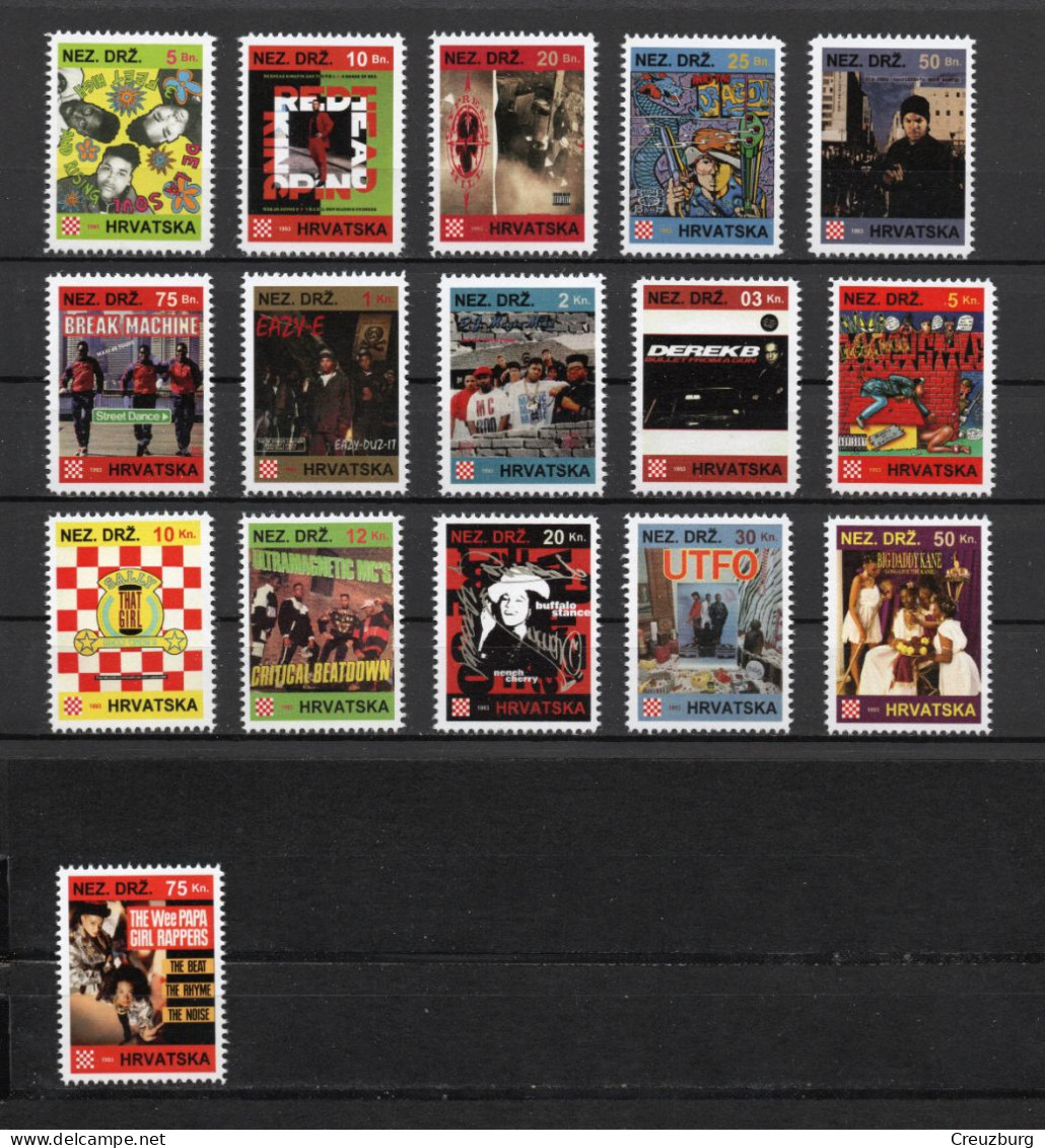 Big Daddy Kane - Briefmarken Set Aus Kroatien, 16 Marken, 1993. Unabhängiger Staat Kroatien, NDH. - Croatie
