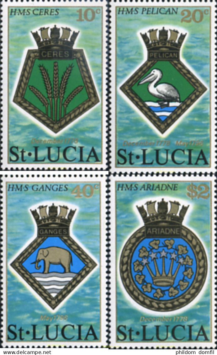 38947 MNH SANTA LUCIA 1976 ESCUDOS NAVALES - St.Lucia (...-1978)