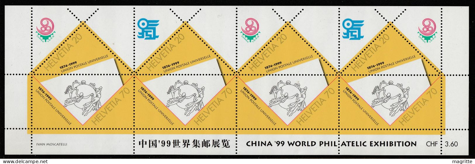 Suisse 1999 Feuillet Neuf ** China '99 Switzerland Sheetlet World Philatelix Exhibition Mint MNH - Blocs & Feuillets