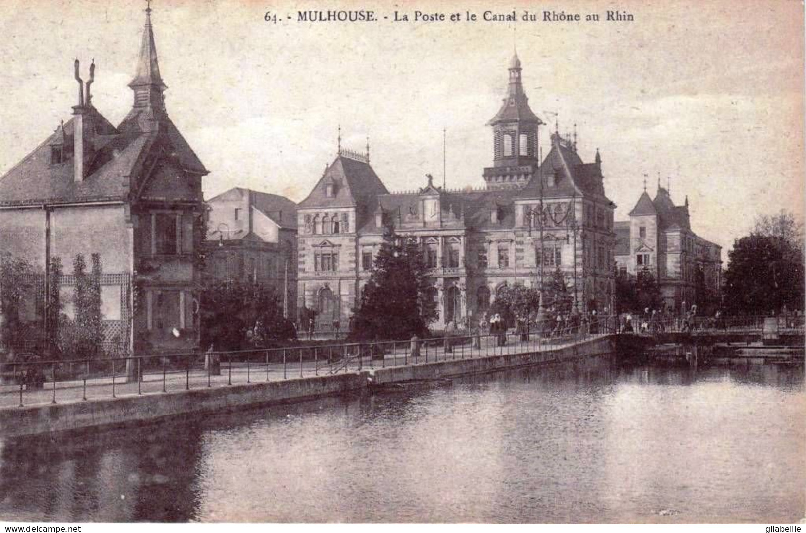 68 - Haut Rhin -  MULHOUSE - La Poste Et Le Canal Du Rhone Au Rhin - Mulhouse