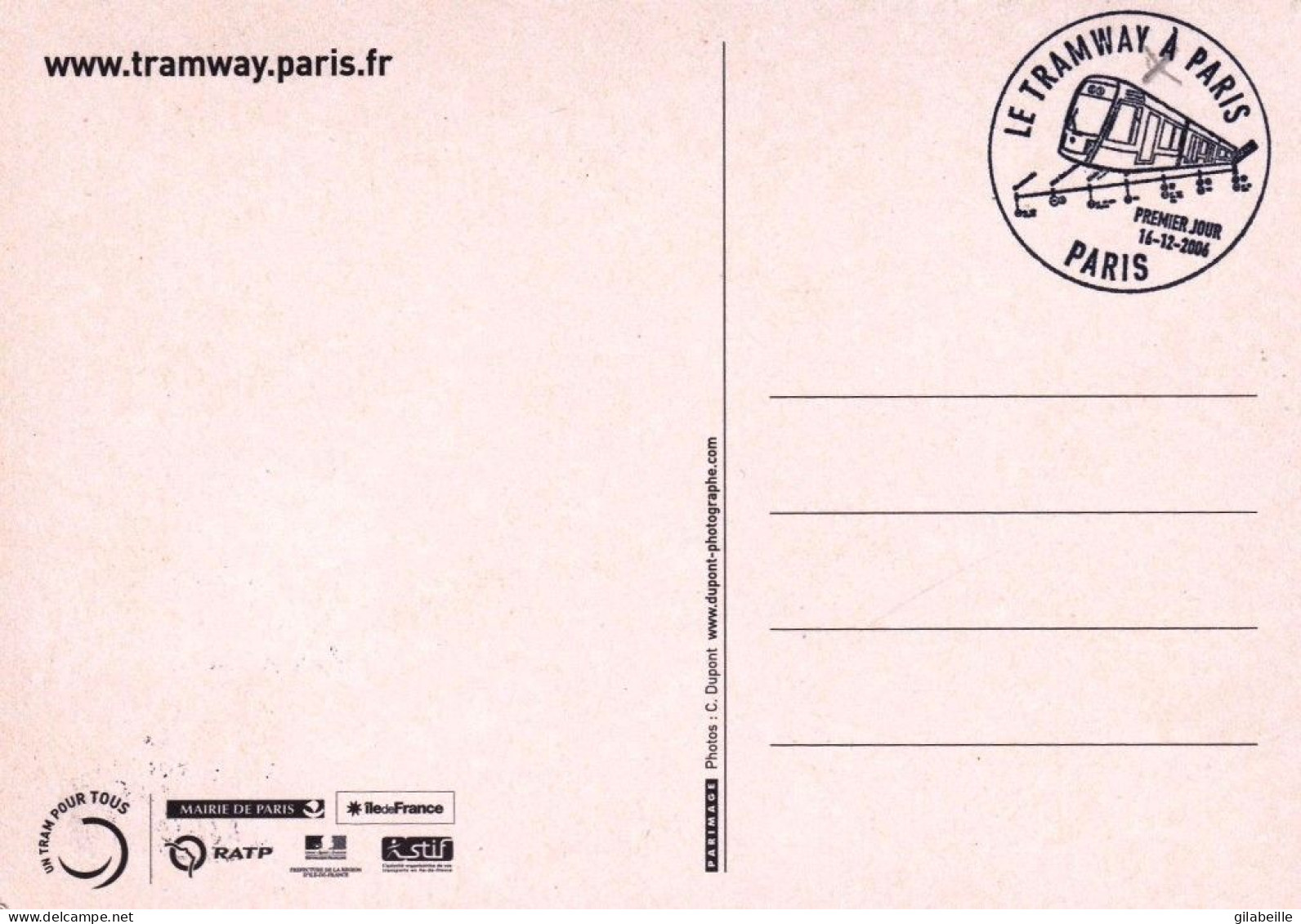 75 - PARIS  - Il Est La !! - Le Tramway A PARIS - Cachet Commemoratif - RATP - Transporte Público