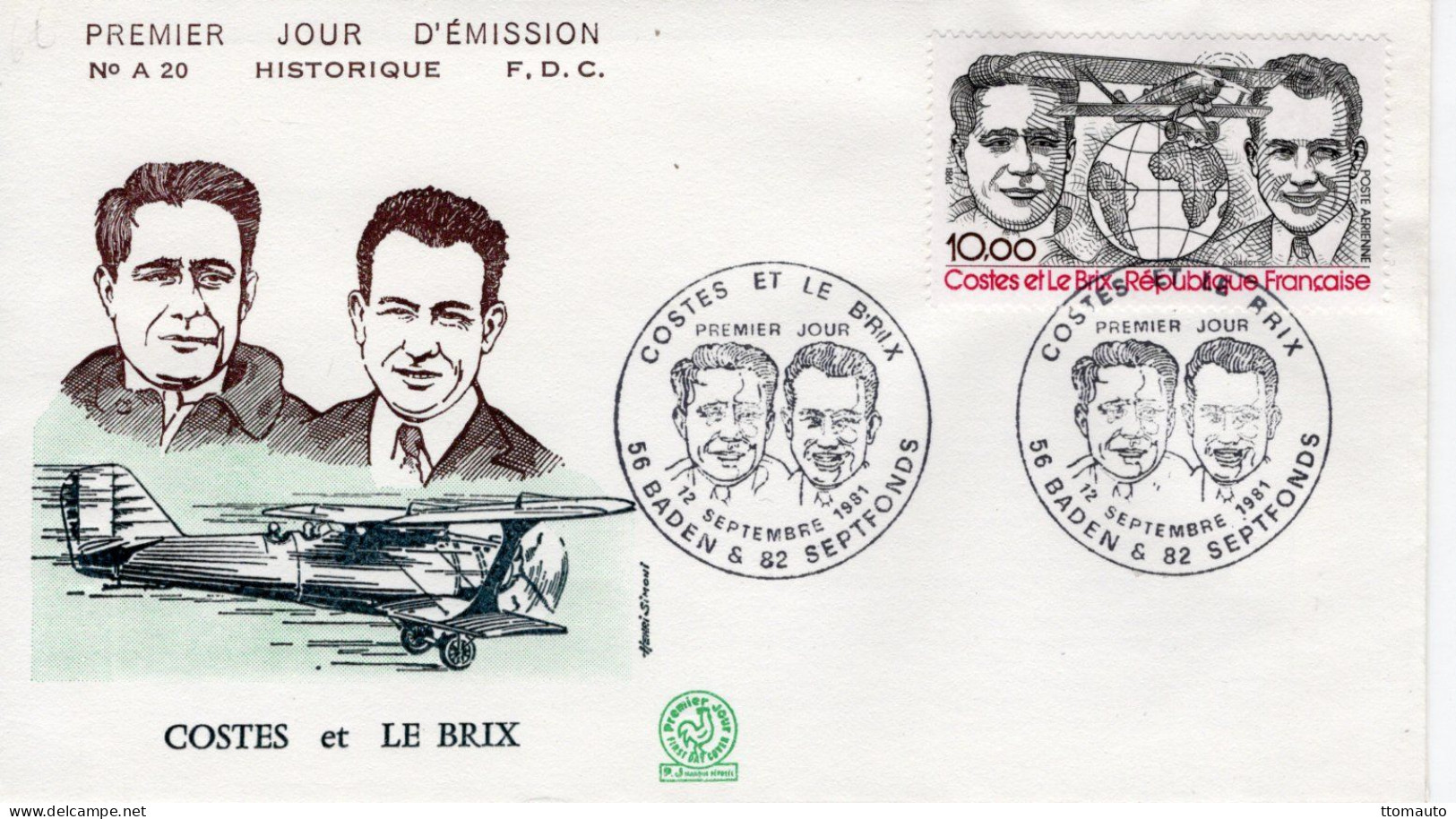 Les Aviateurs Francaises Costes Et Le Brix - France Envelope FDC - Prémier Jour - Cars