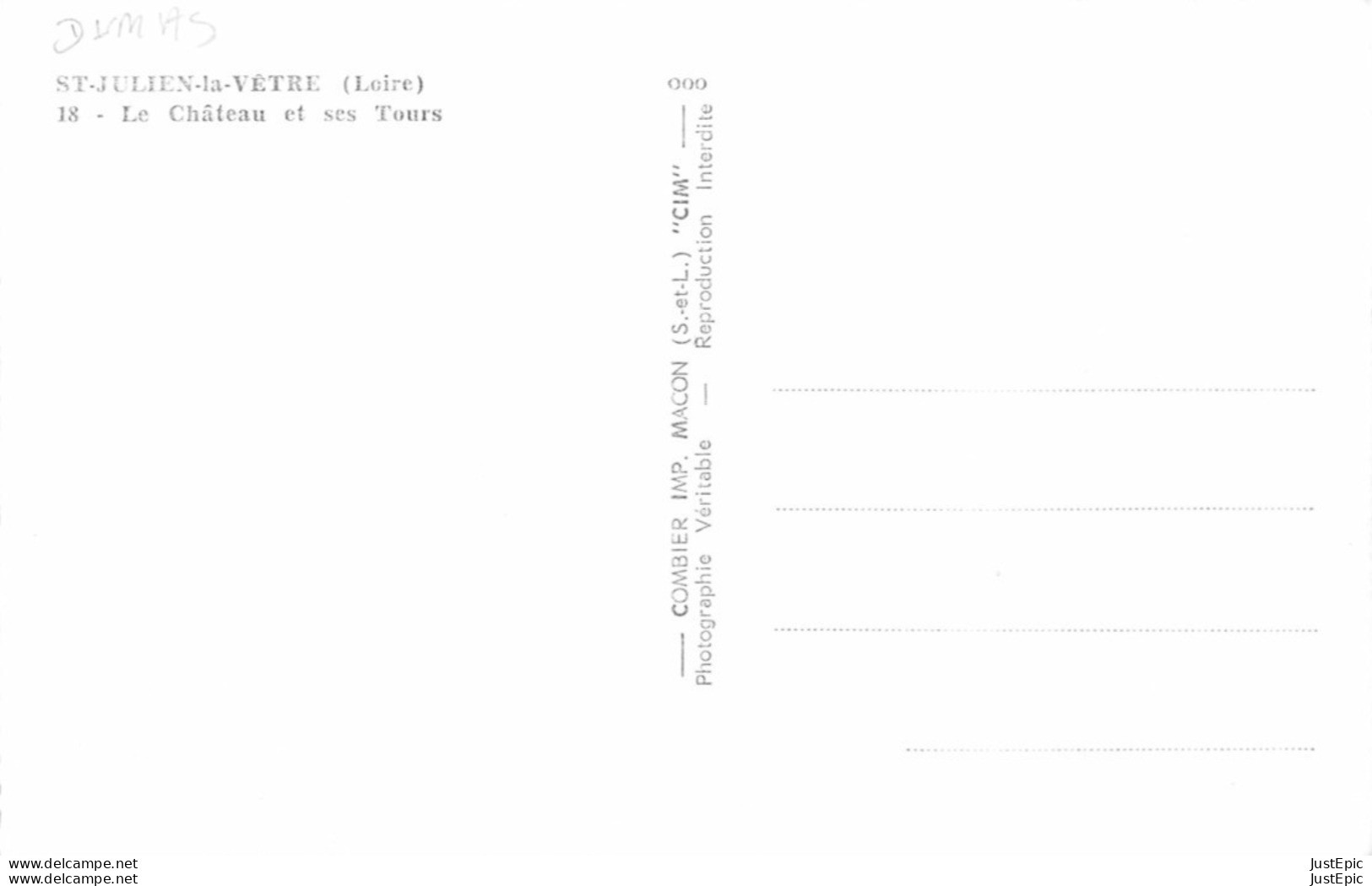 42 / Saint-Julien La Vêtre - Le Château Et Ses Tours - Éd. Combier CPSM PF - Autres & Non Classés