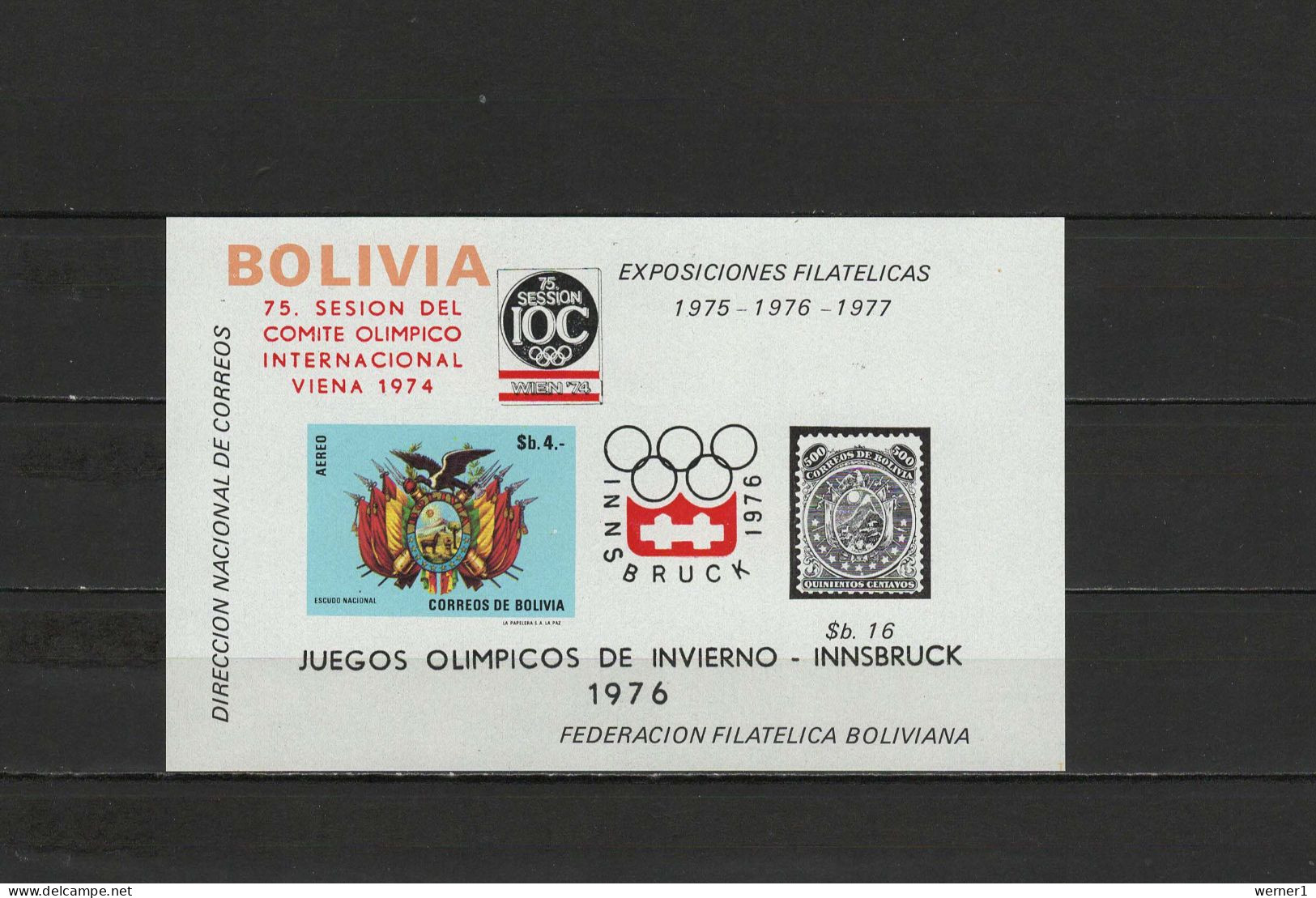 Bolivia 1974 Olympic Games Innsbruck S/s MNH -scarce- - Hiver 1976: Innsbruck