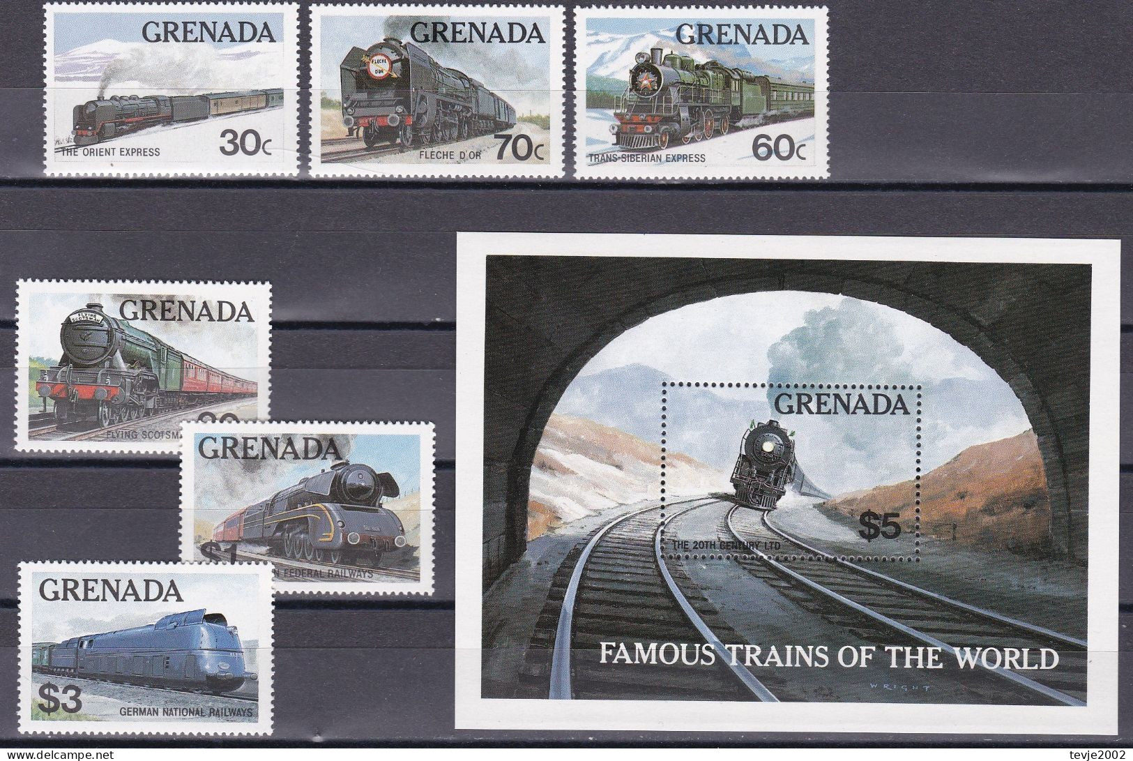Grenada 1982 - Mi.Nr. 1153 - 1158 + Block 105 - Postfrisch MNH - Eisenbahnen Railways - Eisenbahnen