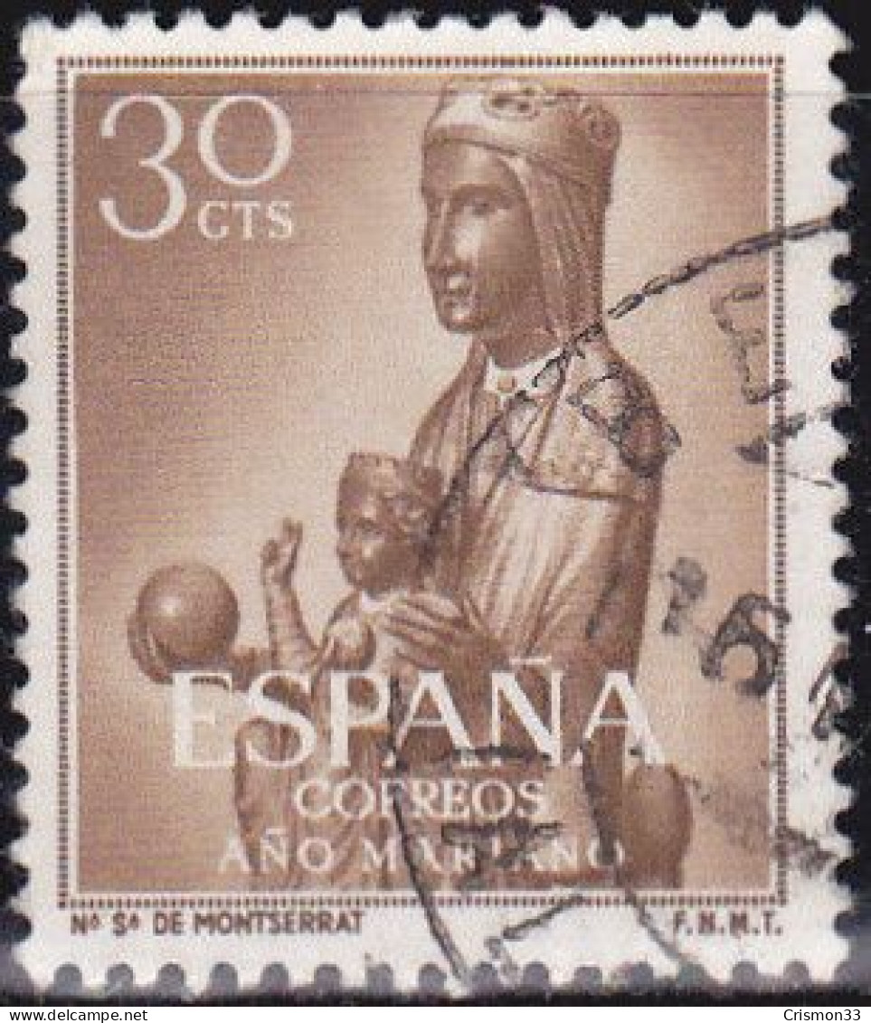 1954 - ESPAÑA - AÑO MARIANO - NTRA.SRA.DE MONTSERRAT BARCELONA - EDIFIL 1135 - Oblitérés