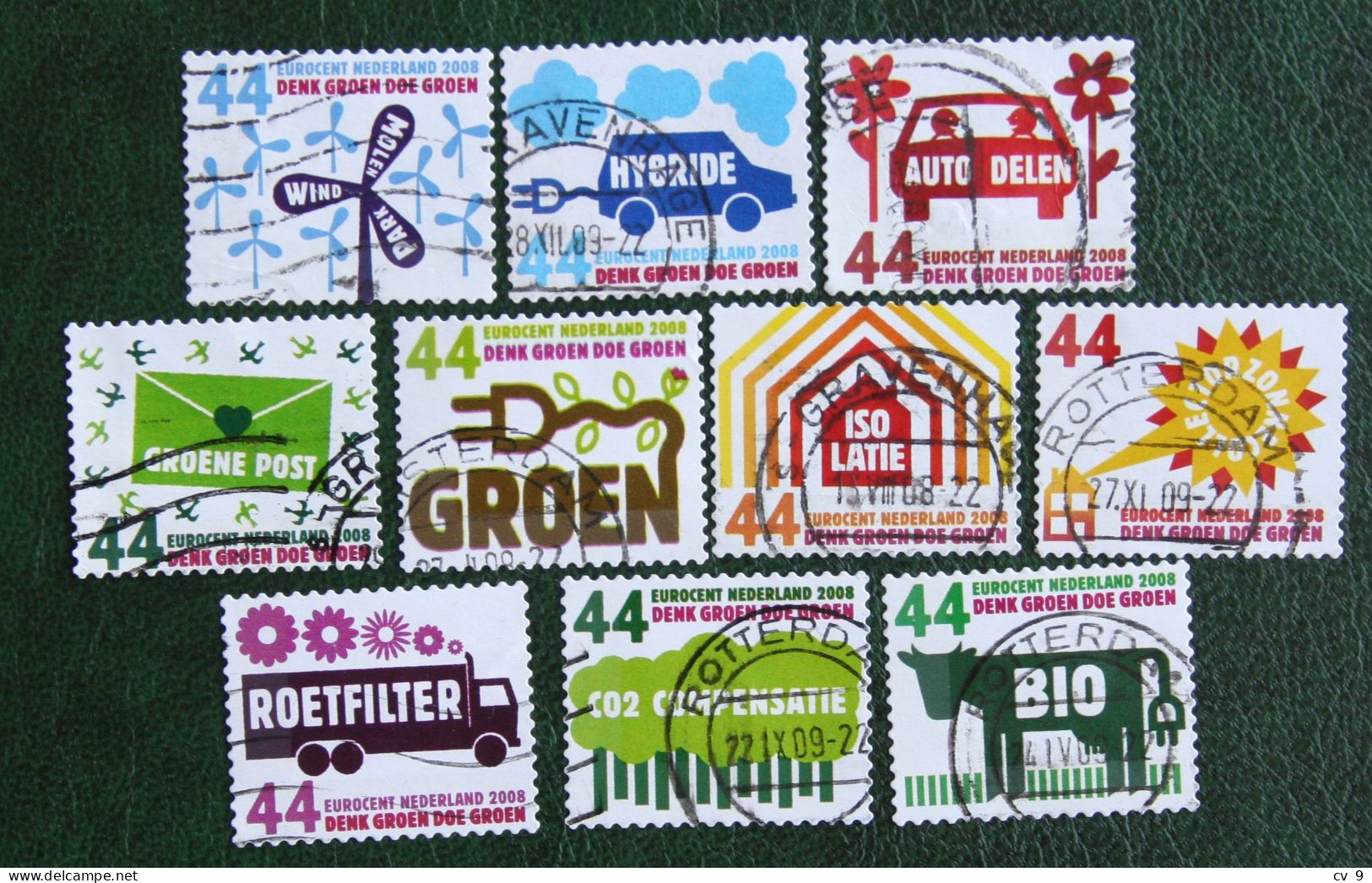 Denk Groen Doe Groen Complete Set NVPH 2550-2559 (Mi 2552-2561) 2008 Gestempeld USED / Oblitere NEDERLAND / NIEDERLANDE - Gebruikt