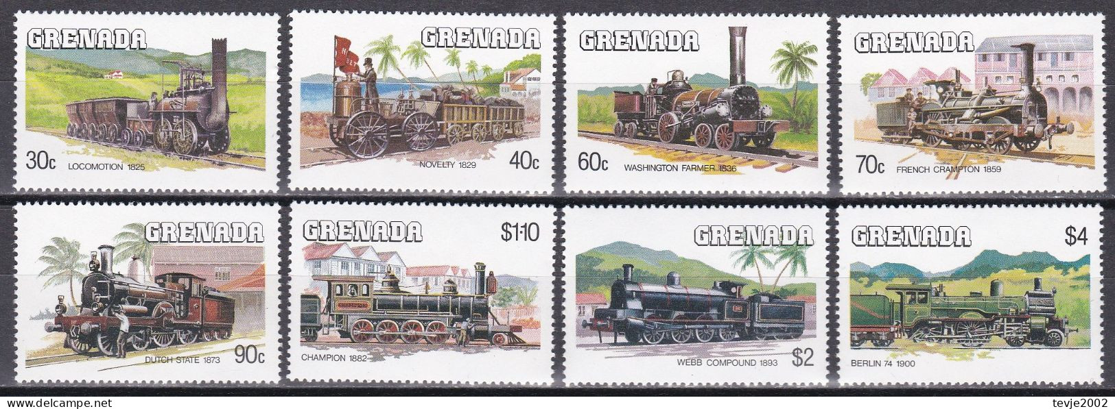 Grenada 1984 - Mi.Nr. 1325 - 1332 - Postfrisch MNH - Eisenbahnen Railways Lokomotiven Lovomotives - Trains